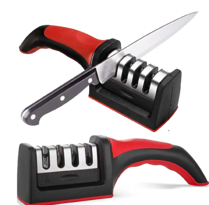 3-Stage Manual Knife Sharpener – Professional Kitchen Knife Sharpening Tool with Non-Slip Base