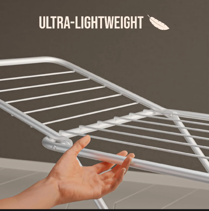 Heavy Duty Foldable Stainless Steel Clothes Drying Rack – Portable Laundry Drying Stand with Side Wings