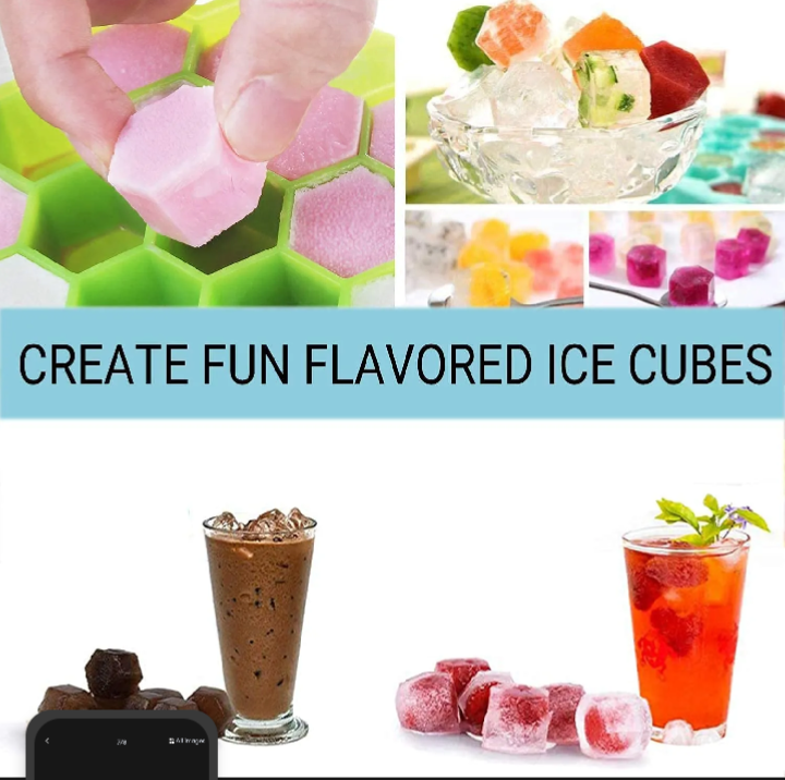 Silicone Honeycomb Ice Cube Tray with Lid – BPA-Free Flexible Ice Mold for Freezer
