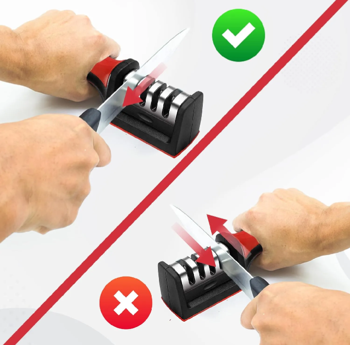 3-Stage Manual Knife Sharpener – Professional Kitchen Knife Sharpening Tool with Non-Slip Base