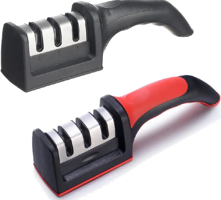 3-Stage Manual Knife Sharpener – Professional Kitchen Knife Sharpening Tool with Non-Slip Base