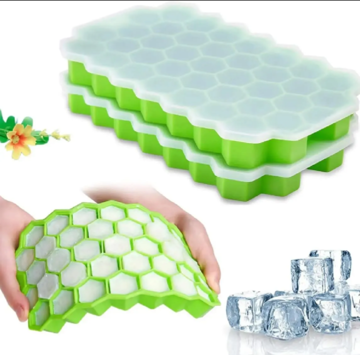 Silicone Honeycomb Ice Cube Tray with Lid – BPA-Free Flexible Ice Mold for Freezer