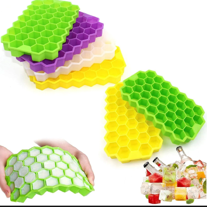 Silicone Honeycomb Ice Cube Tray with Lid – BPA-Free Flexible Ice Mold for Freezer