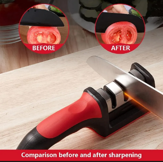 3-Stage Manual Knife Sharpener – Professional Kitchen Knife Sharpening Tool with Non-Slip Base