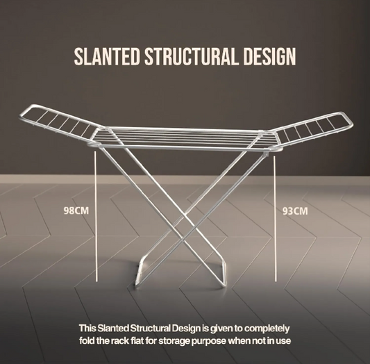 Heavy Duty Foldable Stainless Steel Clothes Drying Rack – Portable Laundry Drying Stand with Side Wings