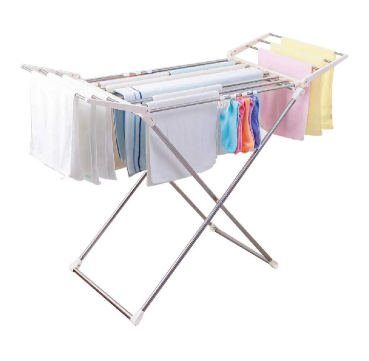 Heavy Duty Foldable Stainless Steel Clothes Drying Rack – Portable Laundry Drying Stand with Side Wings