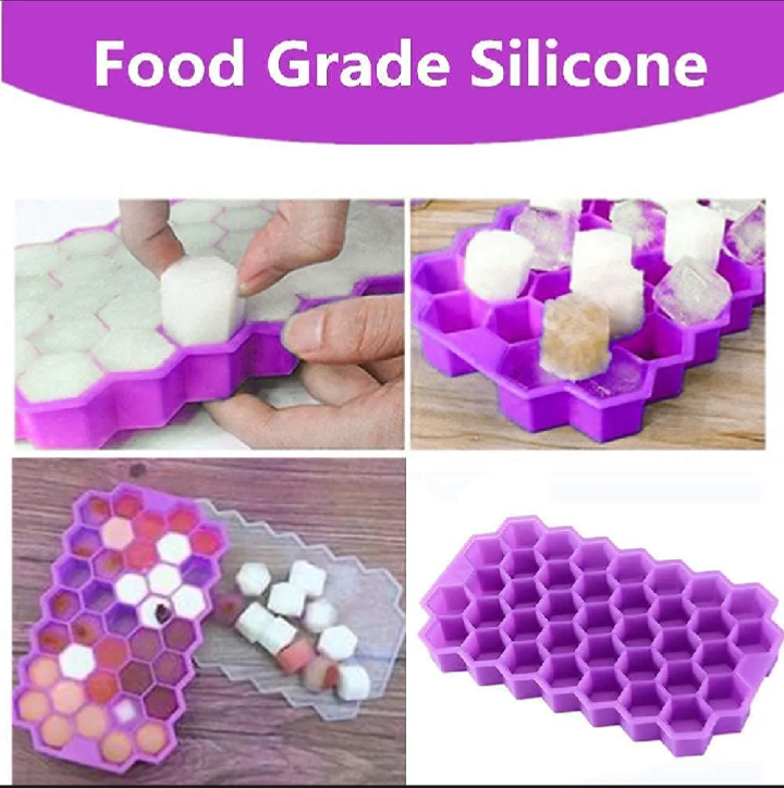 Silicone Honeycomb Ice Cube Tray with Lid – BPA-Free Flexible Ice Mold for Freezer