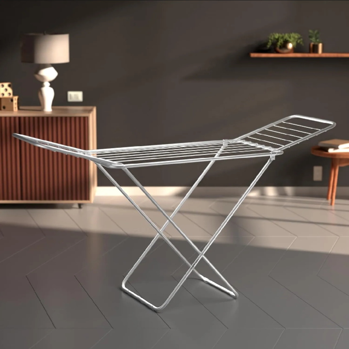 Heavy Duty Foldable Stainless Steel Clothes Drying Rack – Portable Laundry Drying Stand with Side Wings