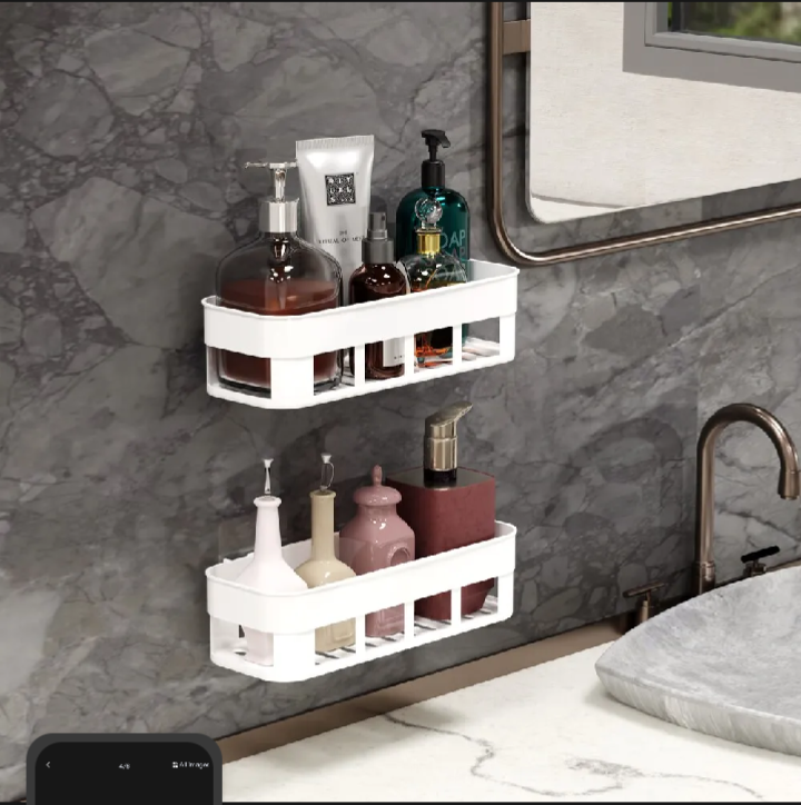 Wall Mounted Bathroom & Kitchen Storage Shelf – Self-Adhesive Multipurpose Organizer Rack (No Drill)