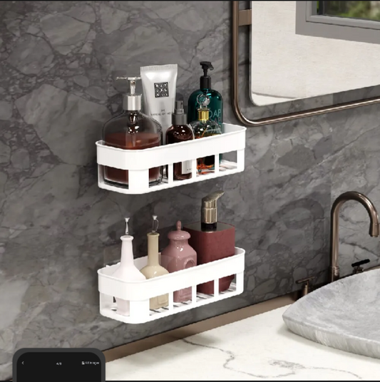 Wall Mounted Bathroom & Kitchen Storage Shelf – Self-Adhesive Multipurpose Organizer Rack (No Drill)