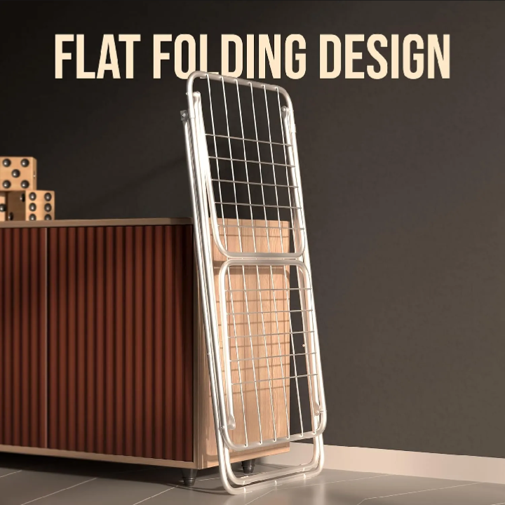 Heavy Duty Foldable Stainless Steel Clothes Drying Rack – Portable Laundry Drying Stand with Side Wings